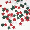 Christmas star confetti in matte red, green, and glitter silver on white background - Christmas Red Green Silver Star Confetti