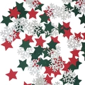 Christmas star and snowflake confetti sequins in red green and silver glitter - Red Green Star + Silver Snowflake Confetti