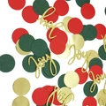 Christmas confetti set with red green circles and gold glitter joy lettering - Red Green Gold Dots + Gold Joy Confetti