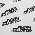 Confeti negro brillante Happy Halloween con silueta de murciélago para decoración - Happy Halloween Negro con Brillo y Murciélago