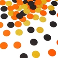 Halloween confetti mix with orange black and gold glitter paper circles for party decoration - Black Orange Gold Round Circles
