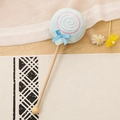 Blue lollipop plush massage stick with pink swirl and bow on wooden handle - 35cm (Massage Stick) / Blue Candy
