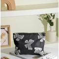 Borsa da trucco nera con stampa a fiocco e trama in tessuto resistente per i viaggi - Fiocco in Jacquard Francese / Grande / Nero