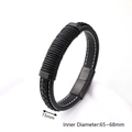 Flache Runde Schnalle Und Schwarzes Handseil Aus Echter Lederspule (schwarz) | 1 Strang/paket / Innendurchmesser: 65 ~ 68 Mm