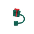 Green gift box silicone straw cover for 10mm Stanley cup accessories in festive style - Green Gift Box / 8mm