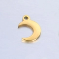 Polished golden stainless steel crescent moon charm pendant for DIY jewelry making - Gold Moon