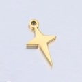 Polished gold stainless steel cross star charm for DIY jewelry and necklaces - Gold Starburst