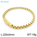 Brushed golden stainless steel box chain bracelet for men with magnetic clasp closure - Gold Brushed Bracelet (KB145396-KFC)