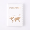 White PU leather passport holder with rose gold world map and passport lettering - White