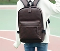 Zaino da uomo in pelle PU marrone scuro con doppie cerniere e spallacci larghi - Stile 9803 / Marrone