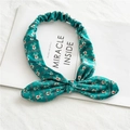 Bandeau de Noël vert en velours avec imprimé renne et nœud élastique en oreilles de lapin - Renne Vert