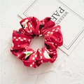 Chouchou de Noël en velours rouge avec motifs de bonhomme de neige blancs et étoiles - 1# Imprimé bonhomme de neige rouge