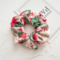 Chouchou de Noël en velours avec motifs rennes rouges et sapins verts - 2# Imprimé renne rouge vert