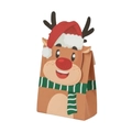 Christmas kraft paper gift bag featuring a cartoon reindeer design with 3D ears - Orange Reindeer