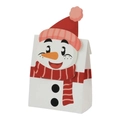 Christmas gift box featuring a cute snowman design with red hat and 3D cut-out details - White Snowman