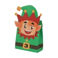 Christmas elf themed paper candy gift box with green elf design and belt detail - Green Elf