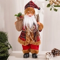 Dettaglio di Babbo Natale da 30cm con cappotto a quadri rossi e sacco di iuta - Stile Taglialegna 12 Pollici