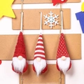 Three-piece Christmas gnome ornaments set with red knit hats and white hanging strings - Three-Piece Set / Red Style (B4-1)