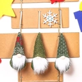 Three green knitted Christmas gnome ornaments with reindeer and heart patterns - Three-Piece Set / Green Style (B3-2)