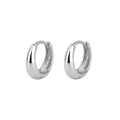 Minimalist S925 sterling silver hoop earrings with polished finish on white background - Full 925 Sterling Silver / White Gold