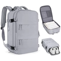 Large grey travel backpack with multiple compartments and separate shoe pocket - Large (33*22*47CM) / Gray