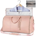 Grand sac de voyage pliable rose pour femmes avec pampille et bandoulière pour vêtements - Rose