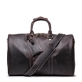 Reisetasche aus dunkelbraunem Crazy-Horse-Leder mit Handgriffen und verstellbarem Gurt - Dunkelbraun