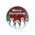 Customized Christmas badge with penguins and names John Linda and Matthew decoration - Christmas Badge 3-Penguin Family