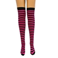 Rose Red and Black Striped Over-the-Knee Socks / White Card + Opp Packaging