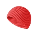 Winter rib-knit short beanie cap in vibrant red, minimalist hip hop style skull cap for unisex - One Size / China Red
