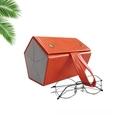 Foldable orange PU leather sunglasses case with five-slot storage and carry handle - Orange (5 Slots)