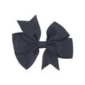 Classic navy blue grosgrain ribbon bow hair clip for babies and toddlers - Black