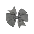 Classic grey grosgrain ribbon bow hair clip for babies and toddlers on white background - Dark Gray