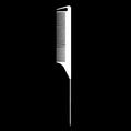 White professional tail comb with metal needle for hair styling on black background - White