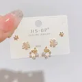 Lot de trois paires de boucles d'oreilles en zircone avec tiges en argent S925 pur - Or