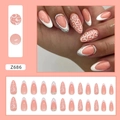 Unghie a mandorla french con cuori bianchi, glitter argento e decorazioni in strass - Cuore Bianco (Z686)