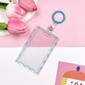 Sliding Transparent Cover - Blue Trim Card Holder + 2.7mm Leather Strip Blue Key Ring