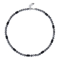 Detail of 6mm tiger eye and volcanic stone beaded necklace with stainless steel clasp - Map Stone Necklace