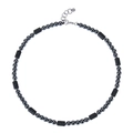 Detail of 6mm beaded necklace with tiger eye and volcanic stone beads and lobster clasp - Black Magnetic Stone Necklace