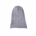 Close-up of light grey beanie showing textured checkerboard knit pattern and soft fabric - Light Gray