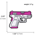 Insigne en métal pistolet rose et blanc avec tableau des tailles et poids exact - Pistolet Rose Blanc