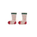 Detailed view of Christmas stocking stud earrings with festive red and green enamel coating - Christmas Boot Charm
