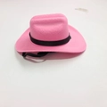 Rosafarbener Mini-Cowboyhut für Haustiere mit schwarzem Band und elastischem Band - Klein 13.5cm / Rosa Schwarzes Band