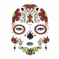Detail of Day of the Dead face tattoo sticker with colorful floral and cross patterns - 02 Cross