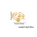 Detail of gold double-layered open ring showing star and sunburst motifs with size markings - Star Sun Disc Double Layer Ring