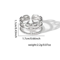 Silver titanium steel ring featuring layered chain, cross motif, and beaded texture detail - Tyr0344 / Adjustable Open