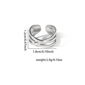 Silver multi-layer fishtail titanium ring with 1.2cm height and 1.8cm width dimensions - TYR0349 / Silver Intertwined Multi-layer