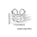 Silver hollow chain-link open ring in titanium steel with detailed product dimensions - Tyr0353 / Adjustable Open