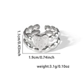 Silver-colored heart ring in titanium steel with adjustable beaded band and engraving - TYR0341 / Silver Heart Beaded