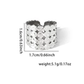 Silver fishtail style hollow geometric steel ring with adjustable opening dimensions - TYR0342 / Silver Hollow Pattern